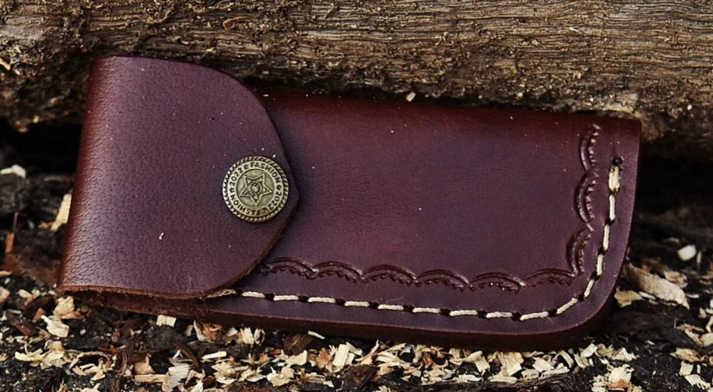 7" Handmade Damascus Pocket Knife - Folding Pocket Knife - Red Black PakkaWood Handle