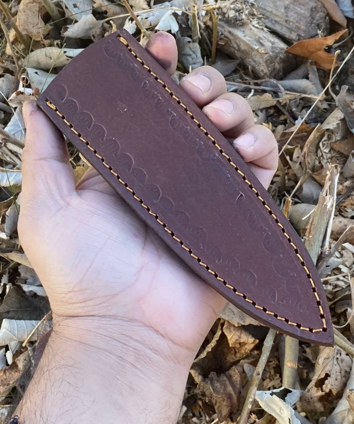 Custom Made Damascus Steel Fixed Blade Knife with Camel Bone Handle x-270