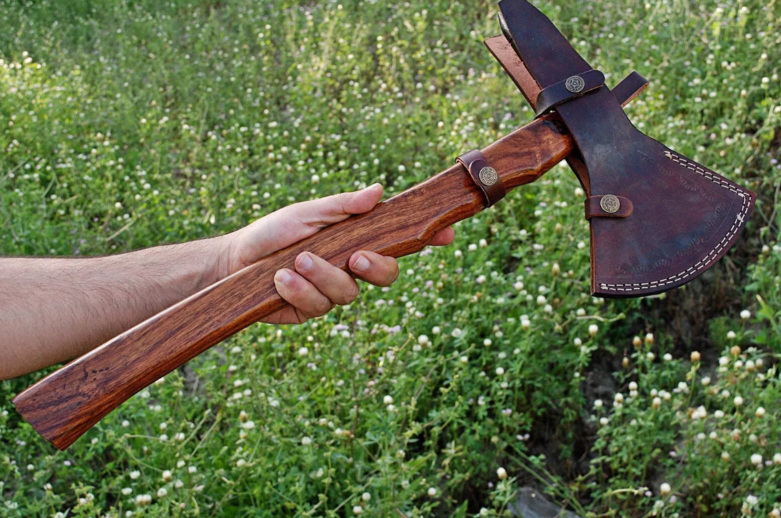 VEGVISIR NORSE AXE Spike Head Forged Damascus Steel