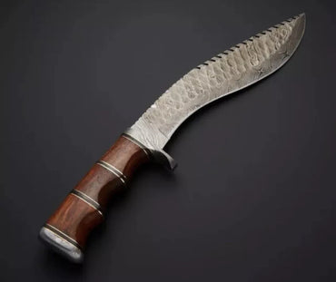 16" FULL TANG Damascus Fixed Blade Bowie Hunting Survival Knife GURKHA Kukri Knife