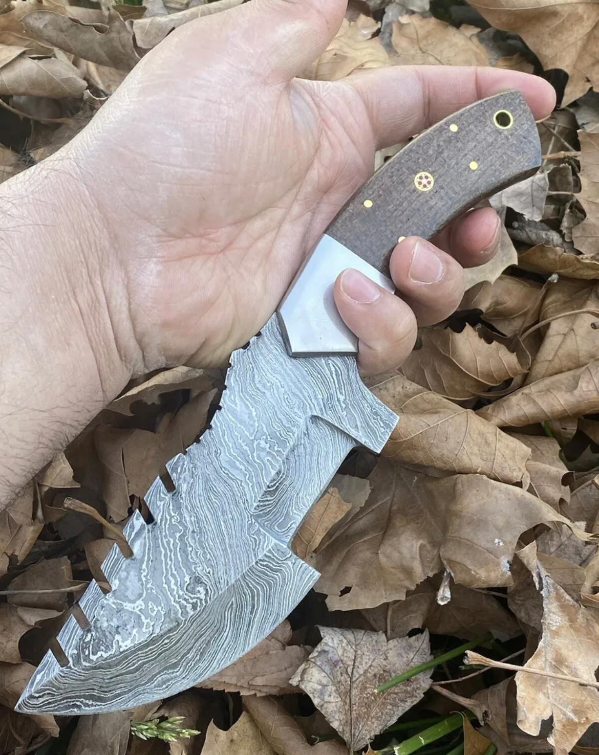 Handmade Damascus Buck Hunting Knife Full Tang Ideal Outdoor Survival x-111