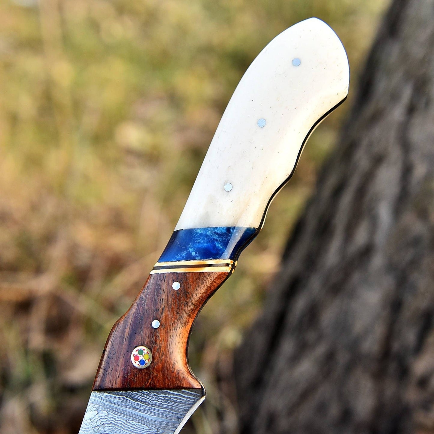 12" Handmade Fillet Damascus Chef Knife Bone wood & Resin Handle