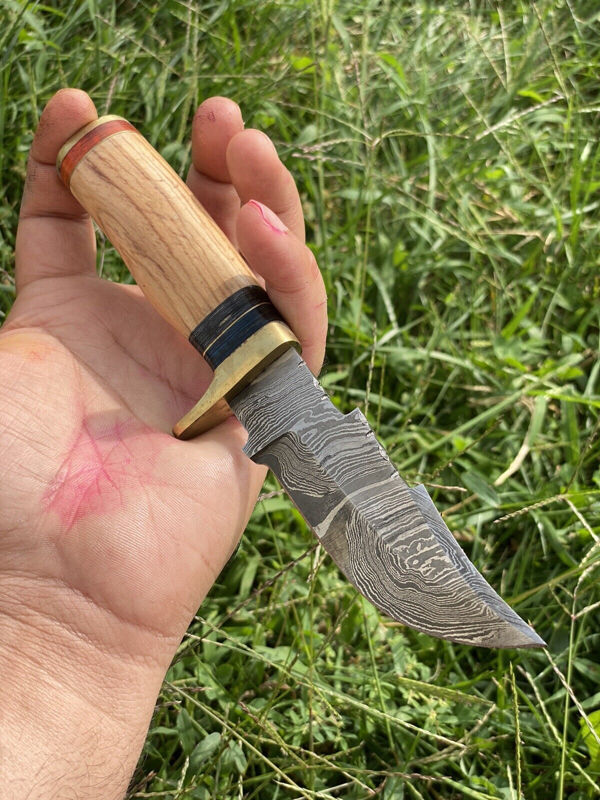 8" Custom Handmade Fixed Blade Hunting Knife Wood Handle with Leather Sheath