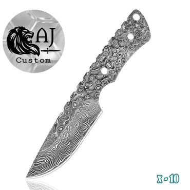 Best Skinner Knife Forged Damascus Steel Full Tang Tactical Blank Blade X-10