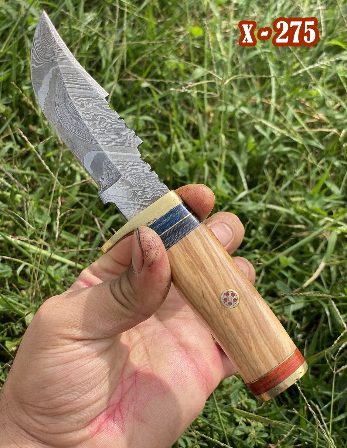 8" Custom Handmade Fixed Blade Hunting Knife Wood Handle with Leather Sheath