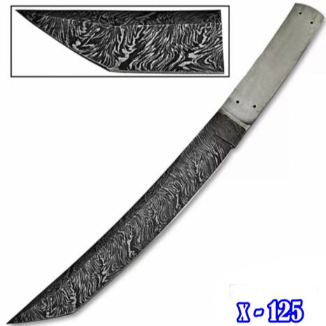 12" Damascus Steel Fire Pattern Traditional Tanto Samurai Blank Blade knife x-125
