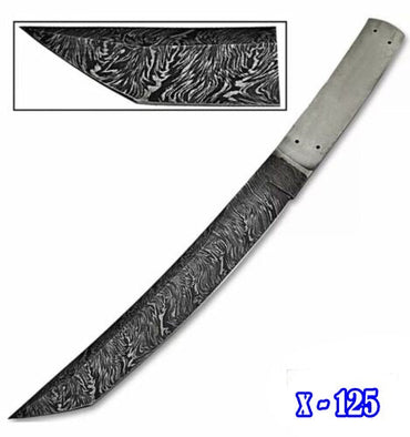 12" Damascus Steel Fire Pattern Traditional Tanto Samurai Blank Blade knife x-125