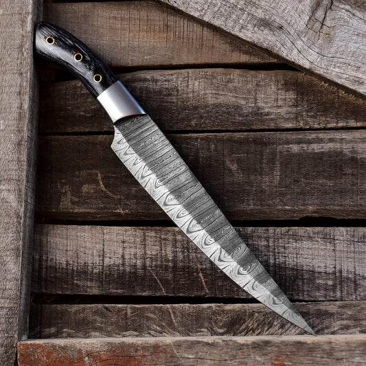 Handmade Forged Damascus Steel Japanese Chef Knife Wood Handle Steel Bolster