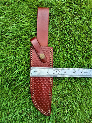 Custom Hand Forged Top Grain Engraved Leather Fixed Blade Knife Sheath