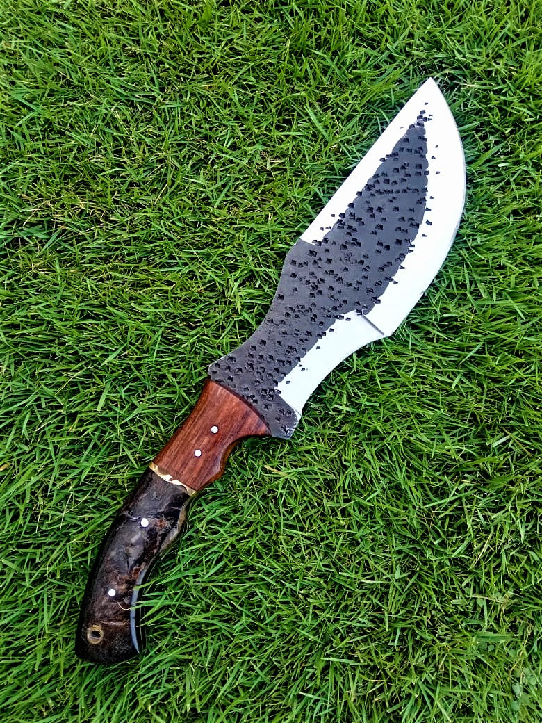 11" Tactical Outdoor Survival knife Carbon Steel Fixed Blade Tracker knives Ram Horn & wood Handle x-235