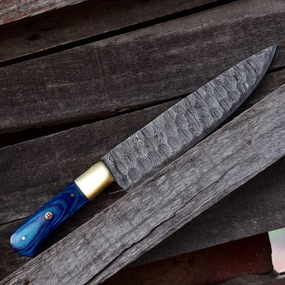 12' Chef Knife forged Damascus steel Kitchen knives wood handle x-16