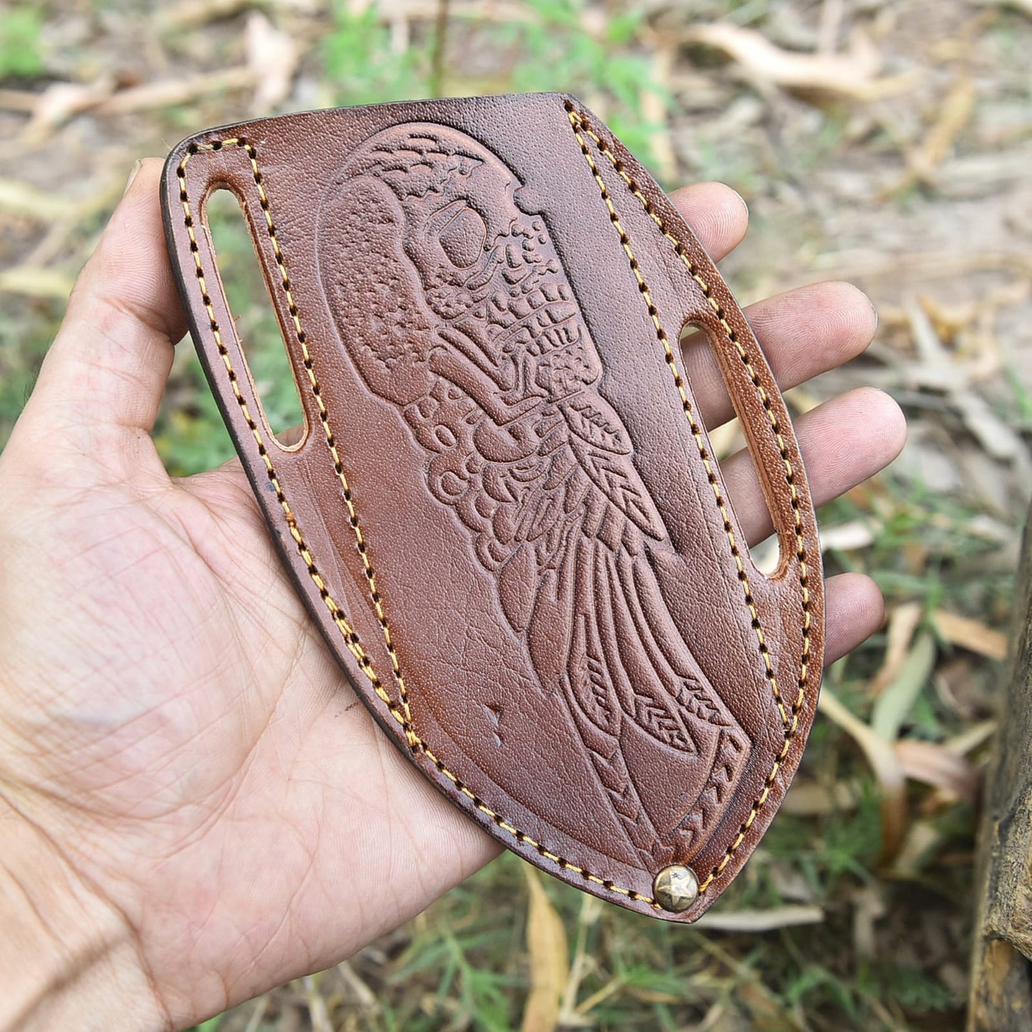 Hand Stitched Fixed Blade Knife Storage Sheath Genuine Leather Belt Carry Case