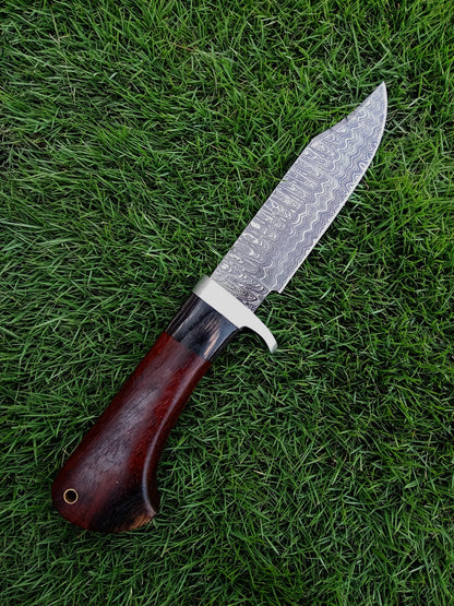 Handmade Damascus Steel Skinner Fixed Blade Knife EDC Wood Handle