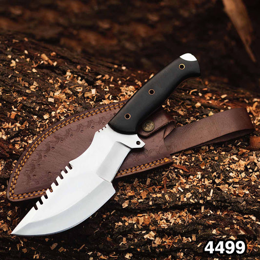 10' Handmade Carbon Steel high Polish Tracker knife ideal Hunting skinning with leather sheath buck x-107