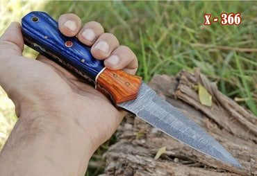 Hand Forged Damascus Steel Double Edge Hunting Camping Dagger Knife