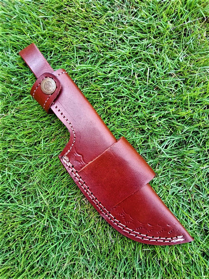 Handmade Cowhide Leather Fixed Blade Knife Belt Carry Sheath
