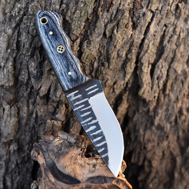 Handmade Carbon Steel Blade Outdoor Hunting Camping Skinner Knife Wood Handle