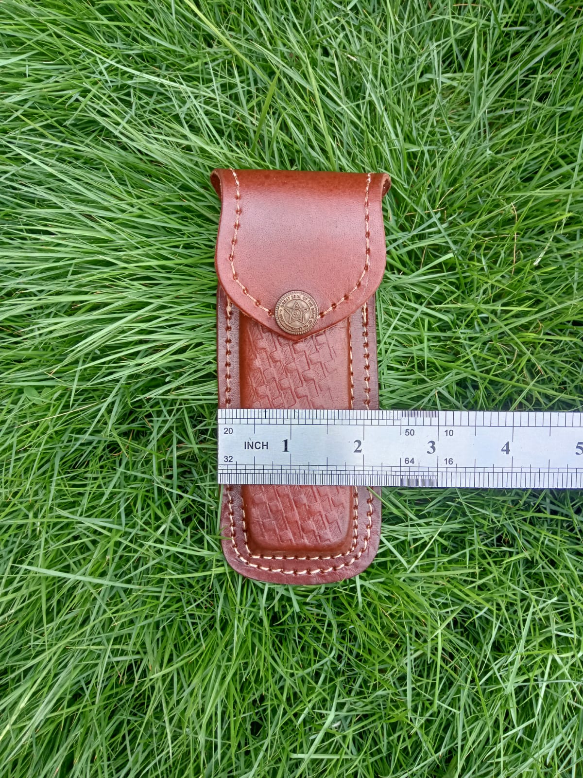Custom Hand Stitched Top Grain Leather Folding Knife Engraved Sheath