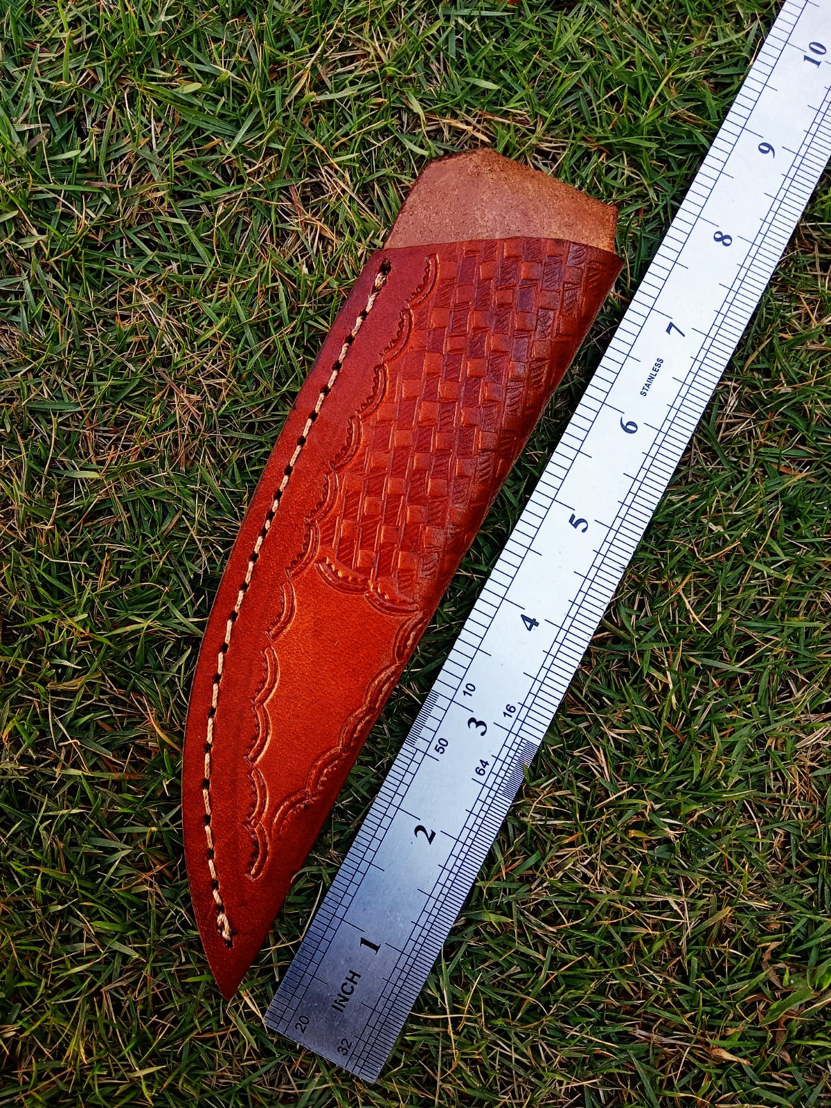 Hand Stitched Genuine Leather Fixed Blade  Knife Sheath Belt Carry Sheath