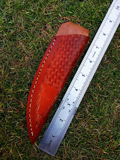 Hand Stitched Genuine Leather Fixed Blade  Knife Sheath Belt Carry Sheath