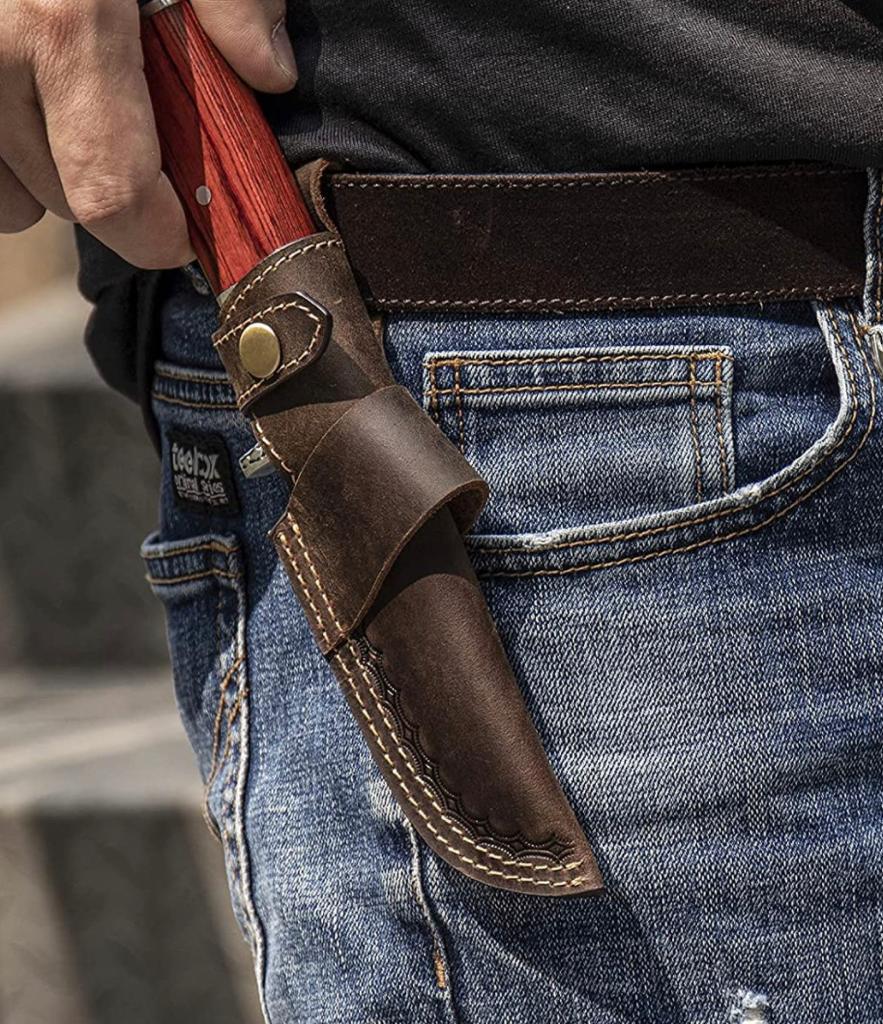 Handmade Cowhide Leather Fixed Blade Knife Belt Carry Sheath