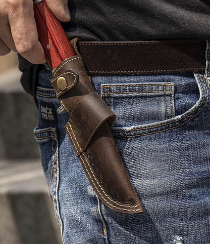Handmade Cowhide Leather Fixed Blade Knife Belt Carry Sheath