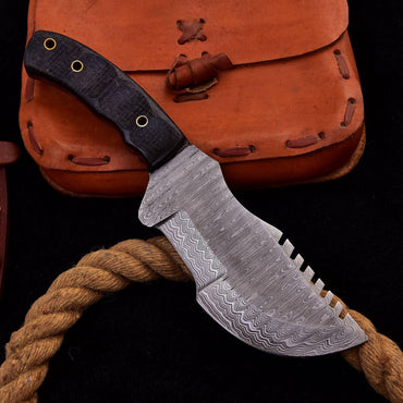 Best Survival Knife Real Forged Damascus Steel Tom Brown Design tracker knife With Sheath