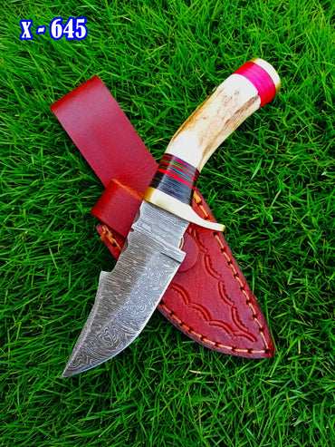 Handmade Damascus Steel Skinner Outdoor Camping Adventure Knife