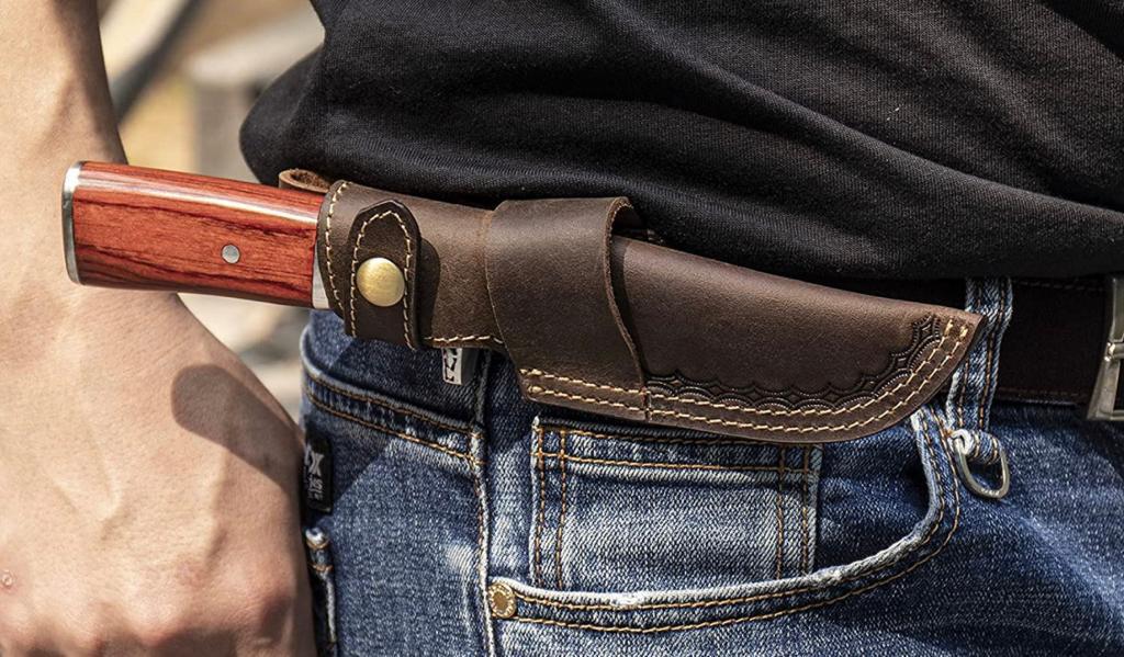 Handmade Cowhide Leather Fixed Blade Knife Belt Carry Sheath