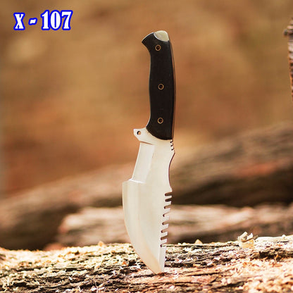 10' Handmade Carbon Steel high Polish Tracker knife ideal Hunting skinning with leather sheath buck x-107