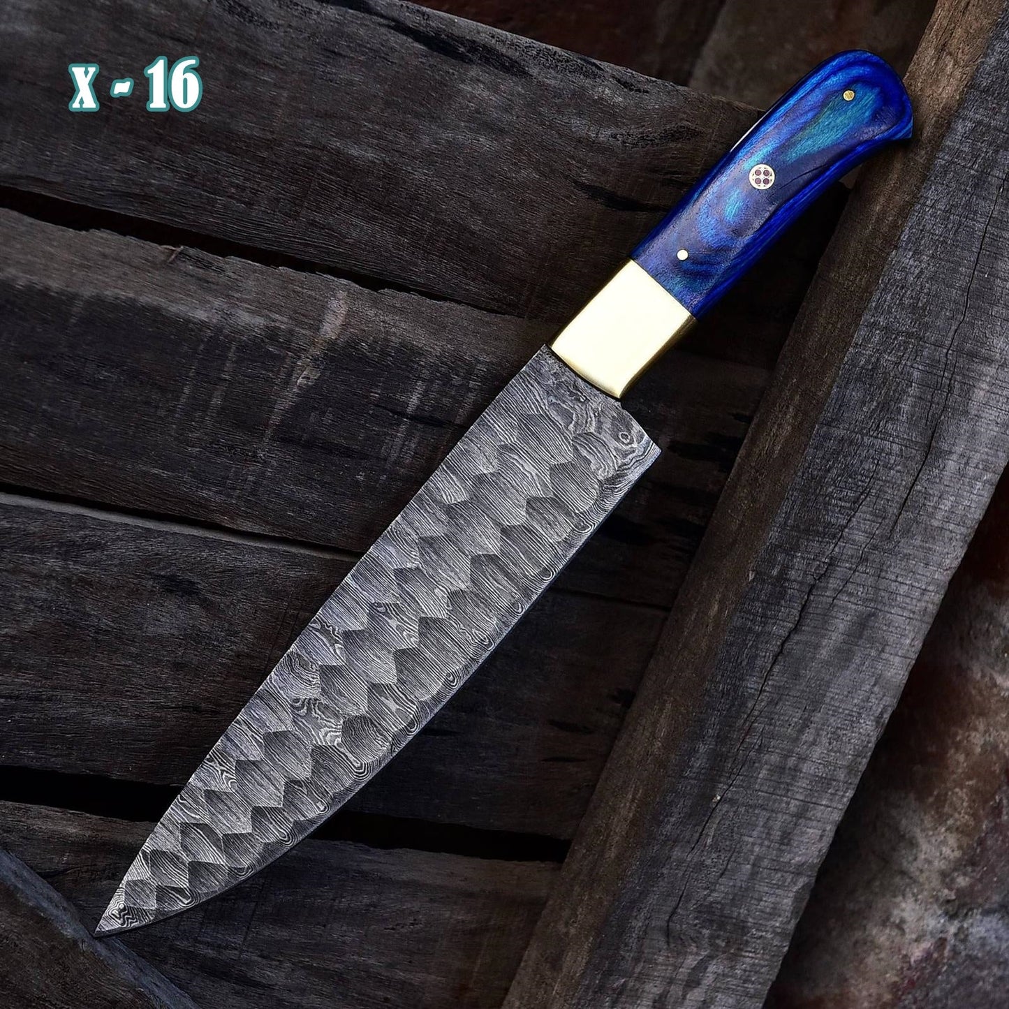 12' Chef Knife forged Damascus steel Kitchen knives wood handle x-16