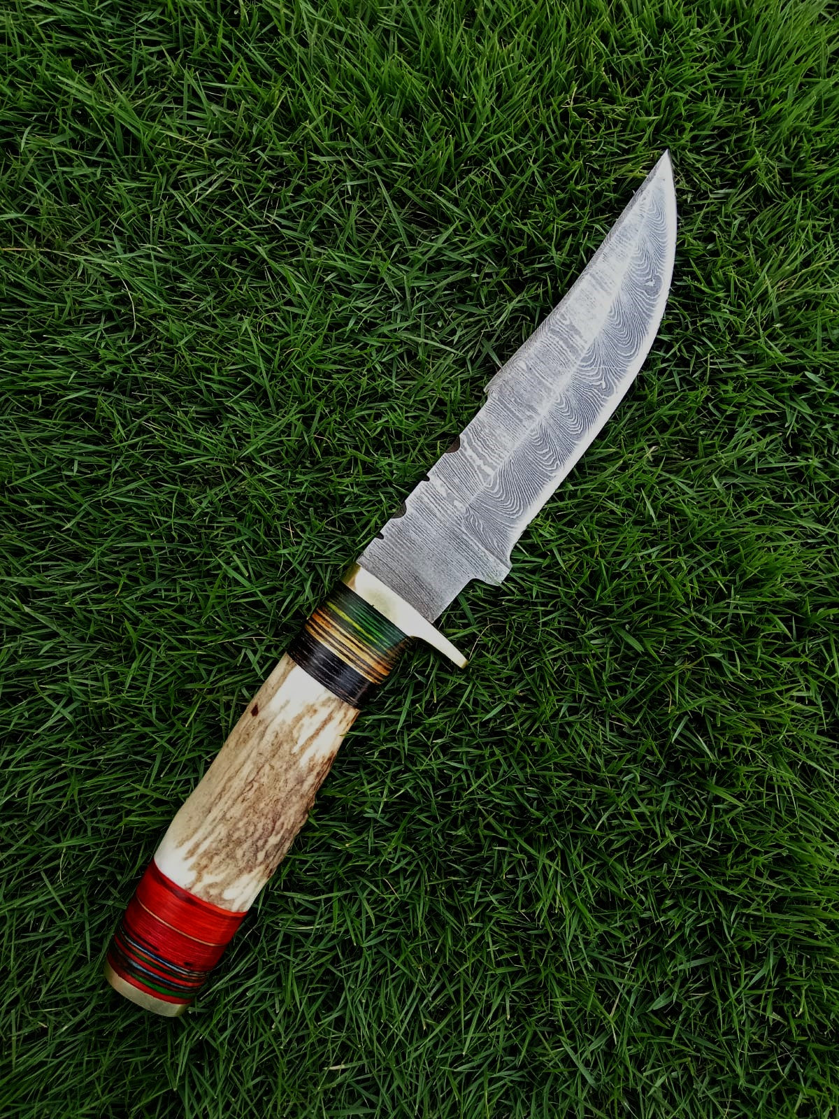 Custom Hand Forged Damascus Steel Adventure Camping EDC Knife Stage Handle