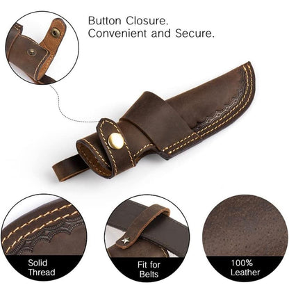 Handmade Cowhide Leather Fixed Blade Knife Belt Carry Sheath