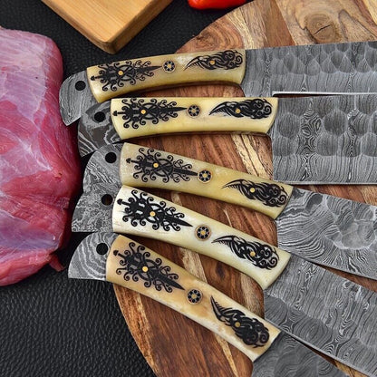 Custom Handmade Damascus Steel Chef Knife Set Premium Kitchen Knives