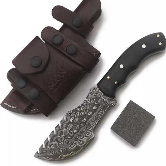 10 Handmade Damascus Rain pattern steel Tracker Knife Survival Tactical outdoor skinner