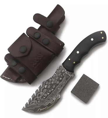 10 Handmade Damascus Rain pattern steel Tracker Knife Survival Tactical outdoor skinner