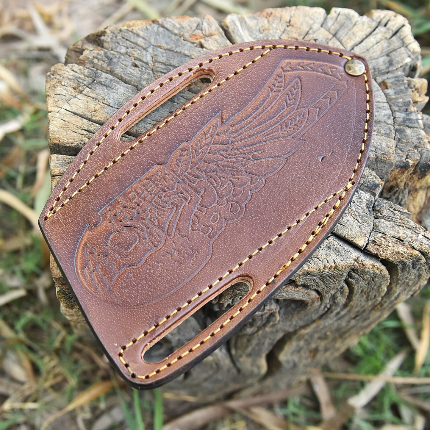 Hand Stitched Fixed Blade Knife Storage Sheath Genuine Leather Belt Carry Case