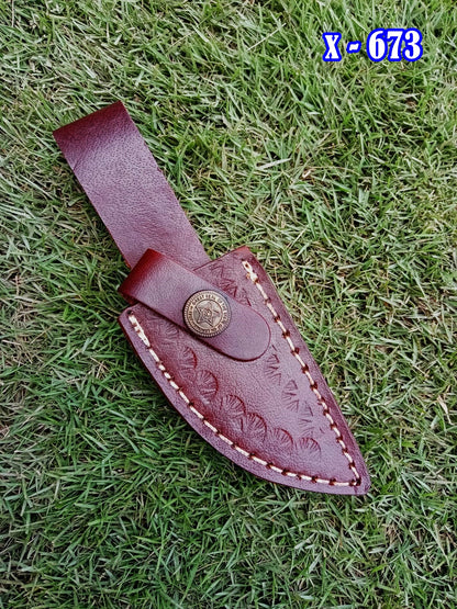 Custom Handmade Top Grain Leather Fixed Blade Skinner Knife Sheath