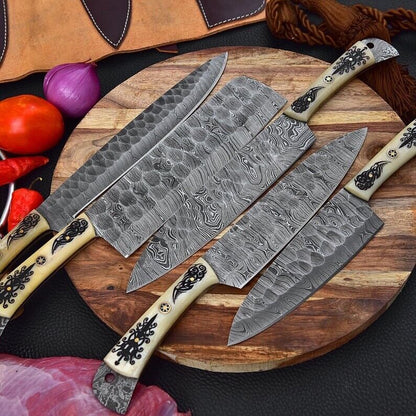 Custom Handmade Damascus Steel Chef Knife Set Premium Kitchen Knives