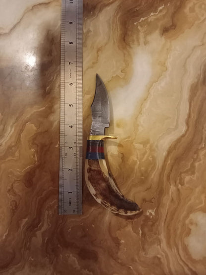 Hand Forged Damascus Steel Fixes Blade Outdoor Skinner Knife Stage Handle