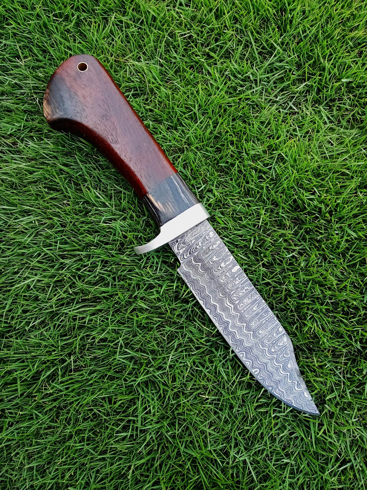 Handmade Damascus Steel Skinner Fixed Blade Knife EDC Wood Handle