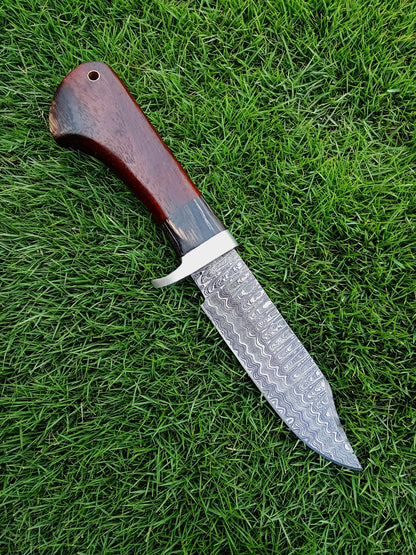 Handmade Damascus Steel Skinner Fixed Blade Knife EDC Wood Handle