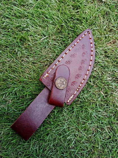 Custom Handmade Top Grain Leather Fixed Blade Skinner Knife Sheath