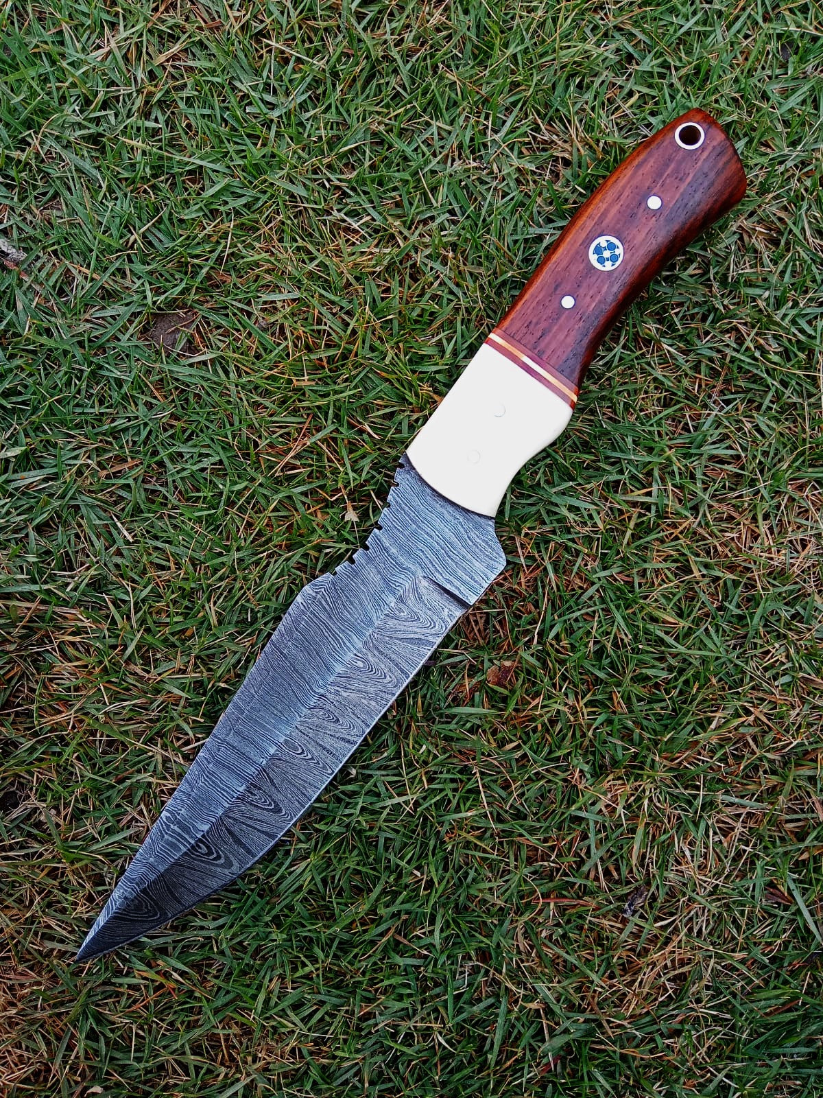 Custom Handmade Damascus Steel Blade Outdoor Hunting Camping Knife