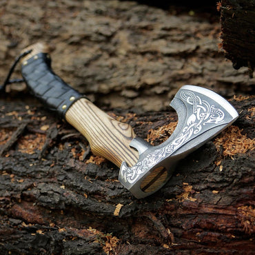 Handmade Viking Bearded Axe Nordic Engraved Camping Hatchet Outdoor Tool