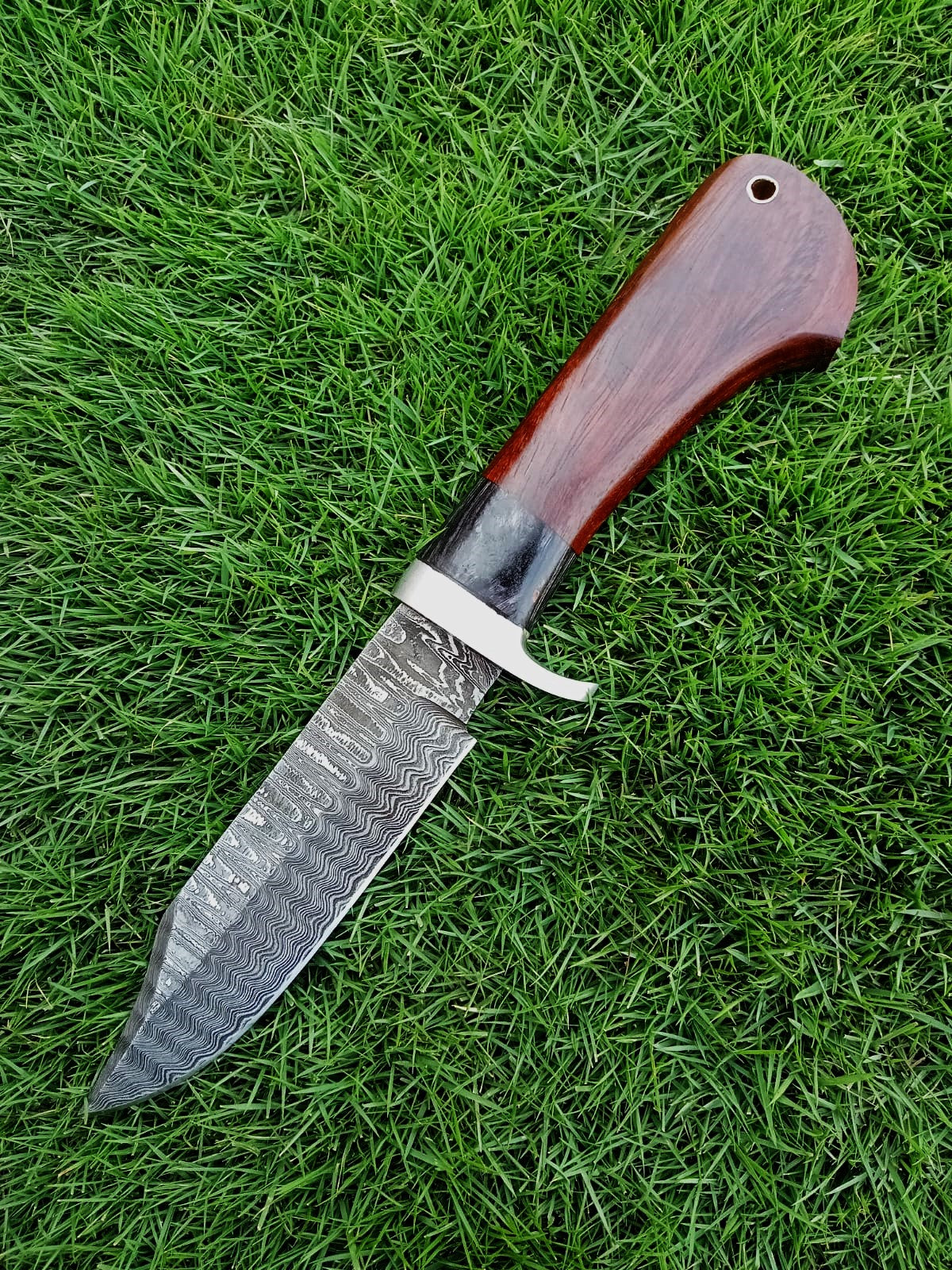 Handmade Damascus Steel Skinner Fixed Blade Knife EDC Wood Handle