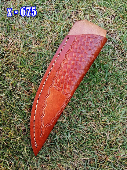 Hand Stitched Genuine Leather Fixed Blade  Knife Sheath Belt Carry Sheath