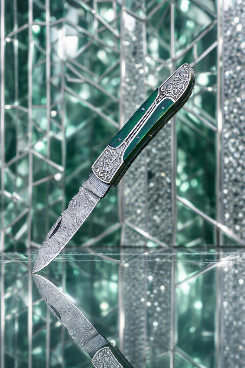 Handmade Damascus Steel Hunting Folding Blade Pocket Knife Wood Handle