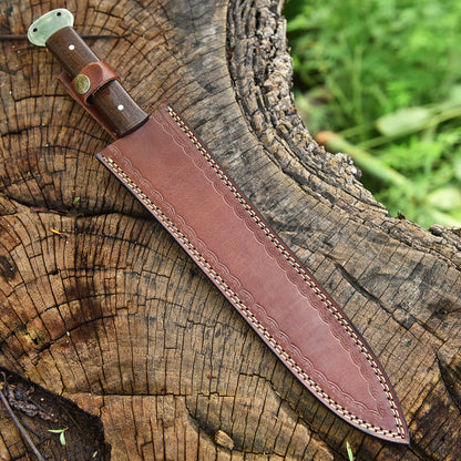 High End Custom Damascus Steel Double Edged Blade Dagger Wood Handle