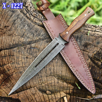 High End Handcrafted Damascus Steel Double Edge Blade Dagger Knife